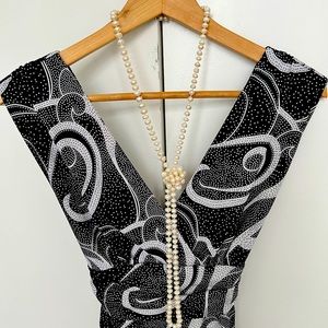 🖤Paisley b&w print low cut sexy evening / summer dress